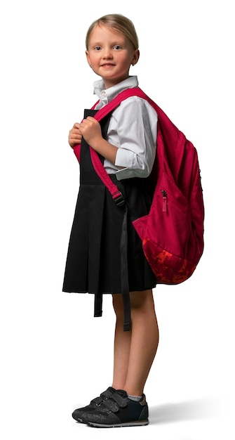 Retrato de una joven escolar en uniforme