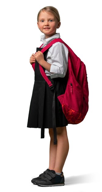 Retrato de una joven escolar en uniforme