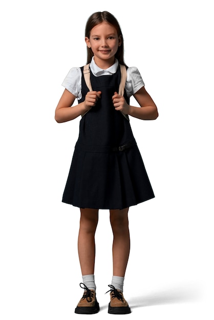 Retrato de una joven escolar en uniforme