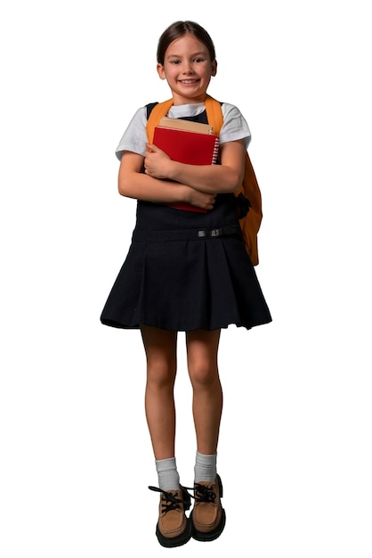 Retrato de una joven escolar en uniforme