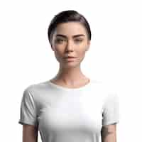 PSD gratuito retrato de una joven hermosa con una camiseta blanca