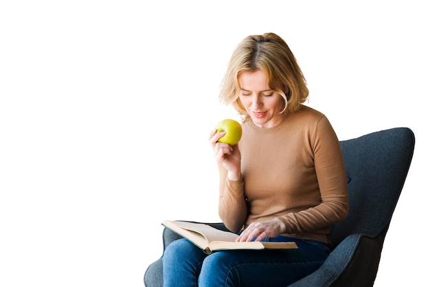 Retrato de mujer leyendo libro