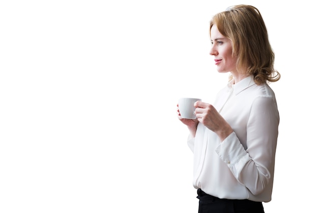 PSD gratuito retrato de mujer con taza de café