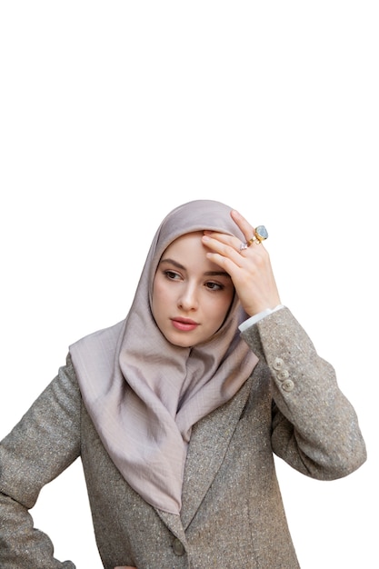 PSD gratuito retrato de mujer vistiendo hijab