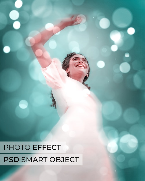 PSD gratuito retrato de persona con efecto bokeh