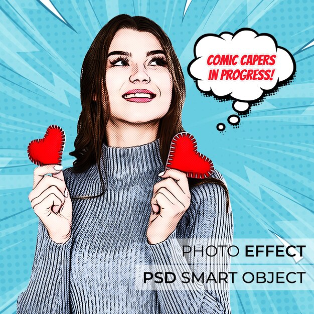 Retrato de persona con efecto cómico