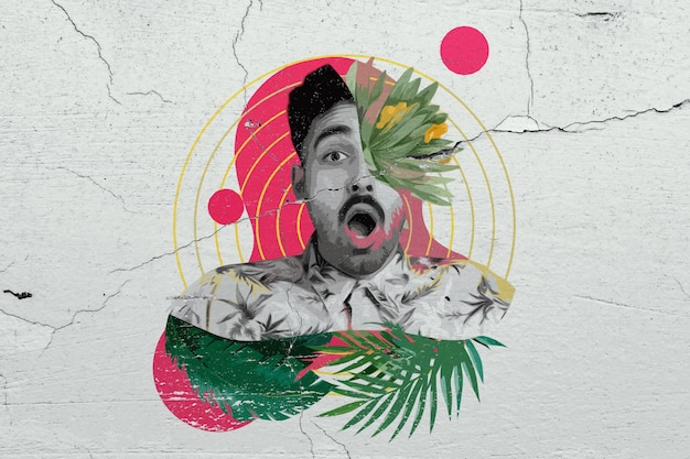 Retrato de persona con efecto de pared agrietada