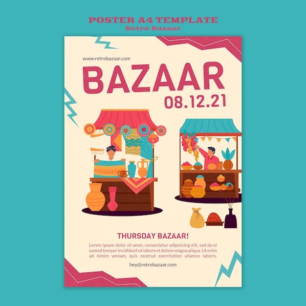 Gratis PSD retro bazaar afdruksjabloon