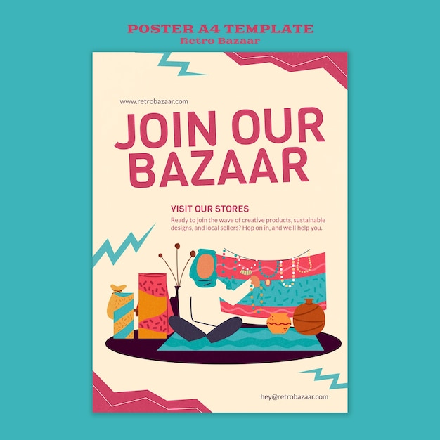 Gratis PSD retro bazaar afdruksjabloon