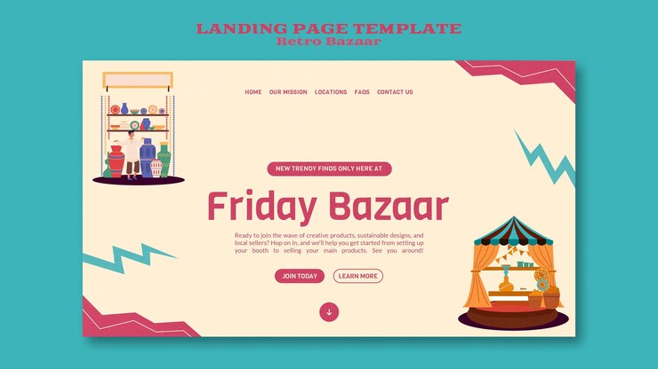 PSD Gratis retro bazaar web template