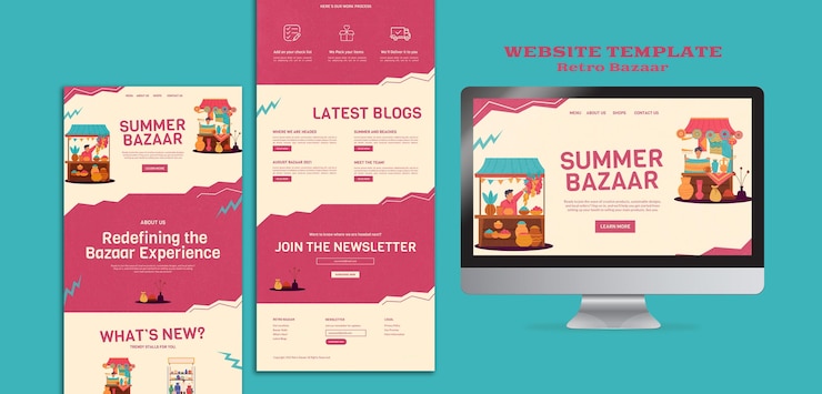 Gratis PSD retro bazaar websjabloon