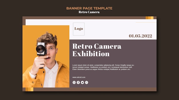 Retro camera concept banner stijl