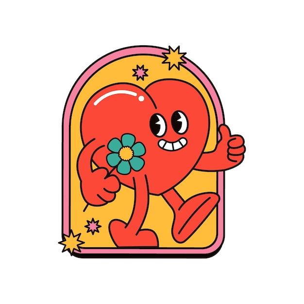 Gratis PSD retro cartoon sticker illustratie