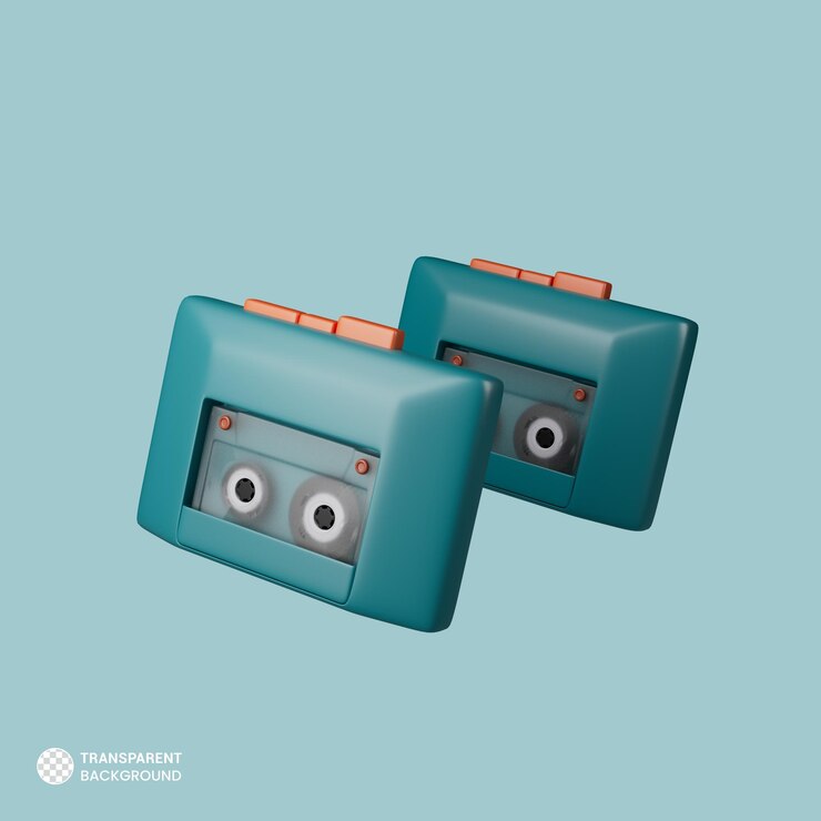 PSD Gratis retro cassette tape icon isolated 3d render illustration