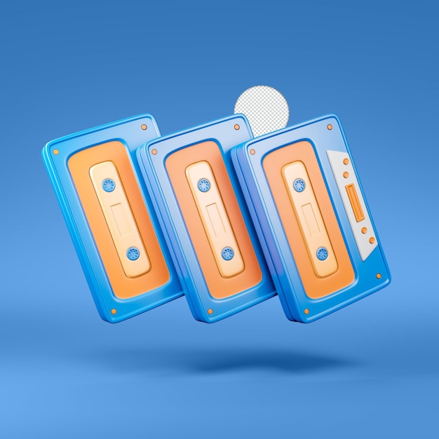 Gratis PSD retro cassettebandje pictogram geïsoleerde 3d render illustration