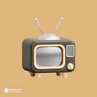 PSD gratuito retro crt televisión icono aislado 3d render ilustración