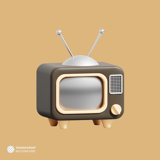 Retro CRT Televisión icono aislado 3d render ilustración