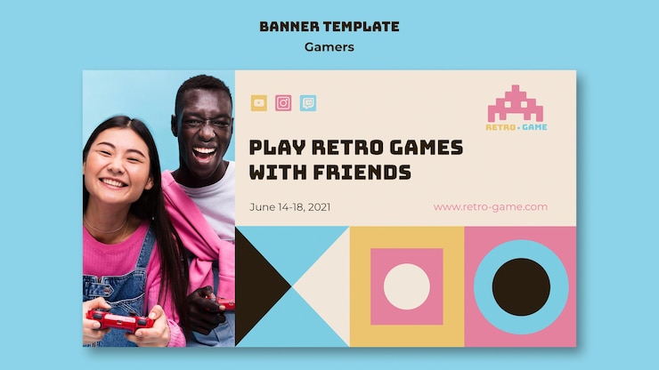 PSD Gratis retro games banner template