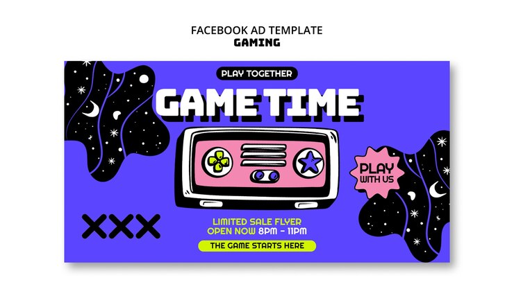 PSD Gratis retro gaming  facebook template
