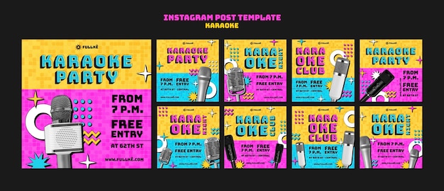 Gratis PSD retro karaoke party instagram berichten sjabloon