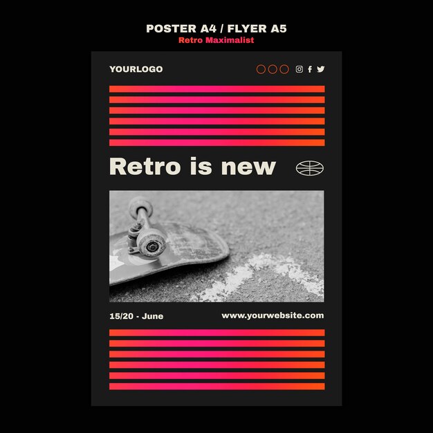 Gratis PSD retro maximalistische afdruksjabloon