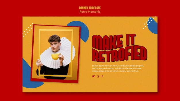 Gratis PSD retro memphis bannerthema