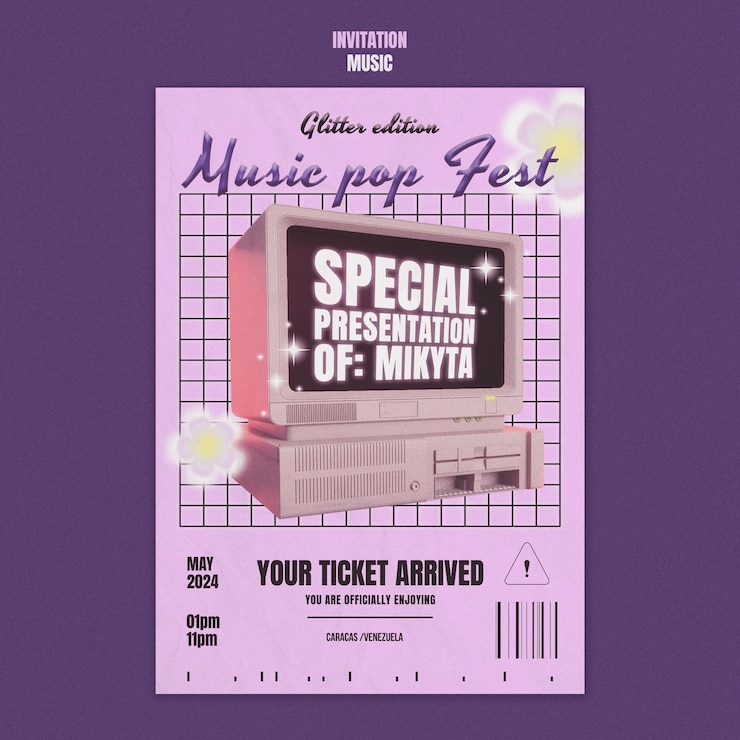 PSD Gratis retro music fest invitation template