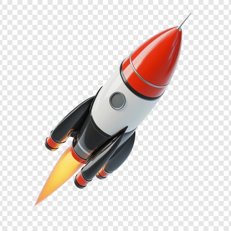 Gratis PSD retro-raket lanceert in ruimte-exploratie avontuur