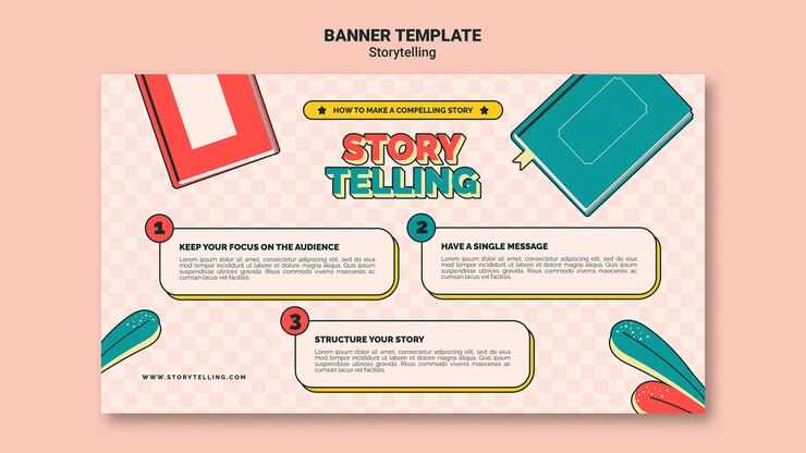 PSD Gratis retro storytelling banner template