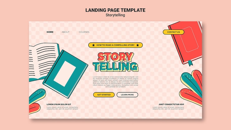 PSD Gratis retro storytelling landing page