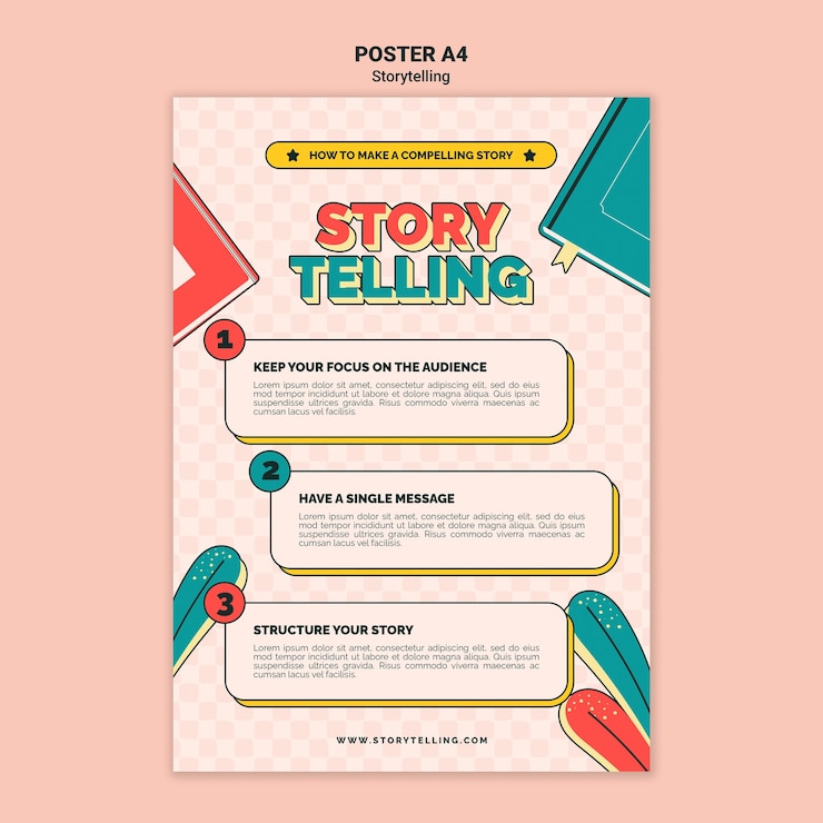 PSD Gratis retro storytelling print template