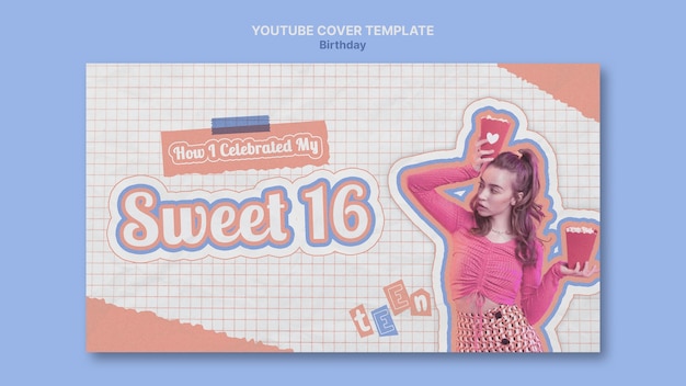 Gratis PSD retro sweet 16 youtube-cover