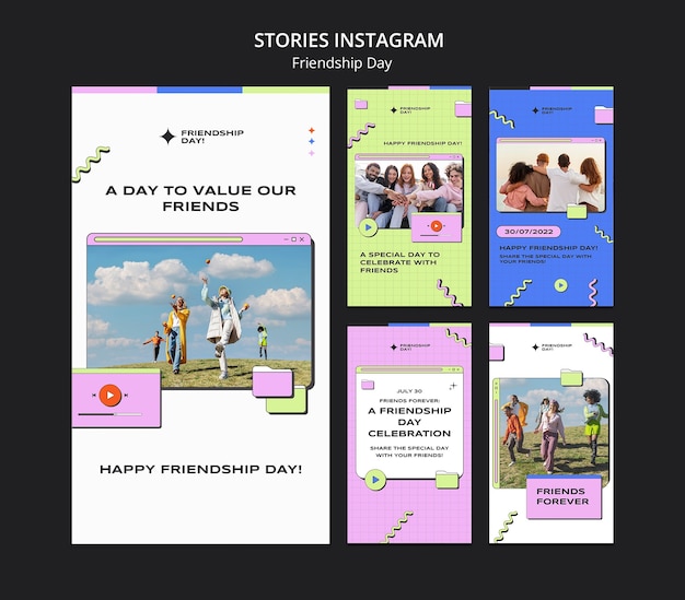 Gratis PSD retro vriendschapsdag instagramverhalen