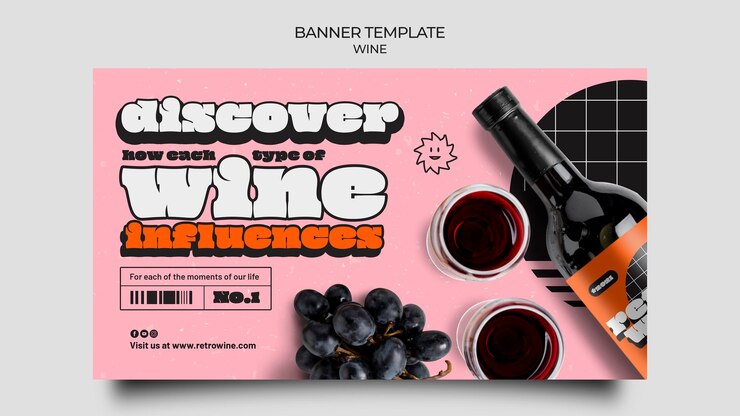 PSD Gratis retro wine banner template