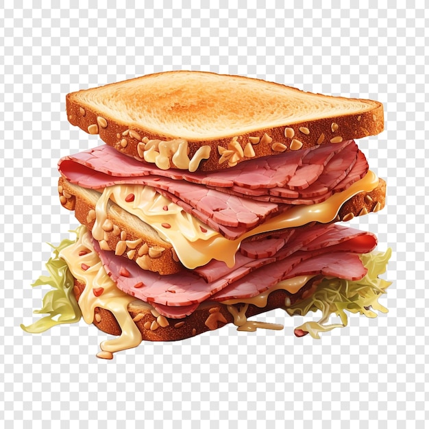 Gratis PSD reuben-sandwich geïsoleerd op transparante achtergrond