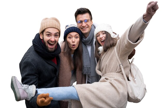 Reunión de amigos de tiro medio después de covid