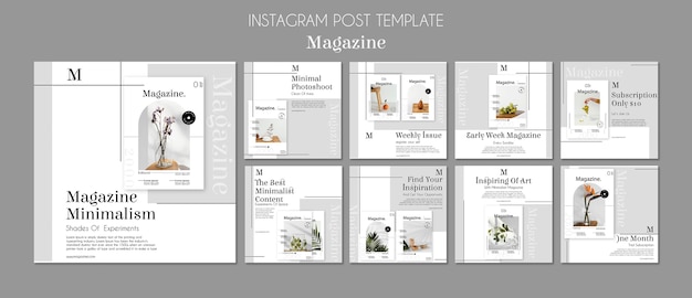 PSD gratuito revista de diseño de interiores colección de publicaciones de instagram