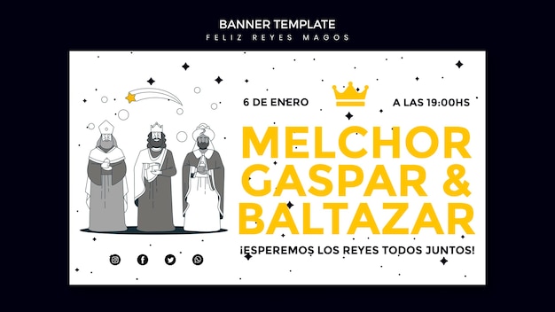 Gratis PSD reyes magos advertentie sjabloon banner