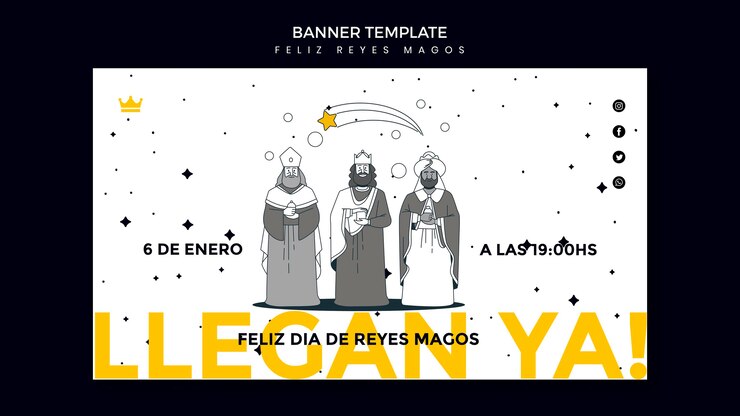 PSD Gratis reyes magos banner template
