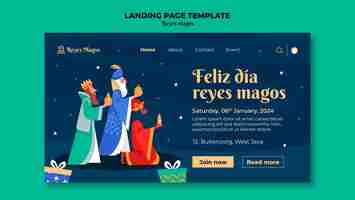 Gratis PSD reyes magos celebration landing page