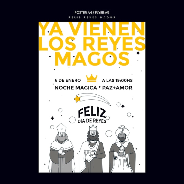 Gratis PSD reyes magos flyer-sjabloon