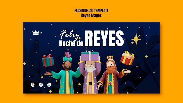 Gratis PSD reyes magos traditie facebook sjabloon