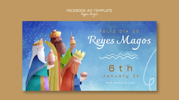 Gratis PSD reyes magos traditie facebook sjabloon