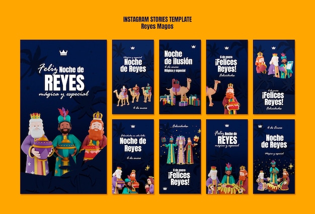 Gratis PSD reyes magos traditie instagram verhalen