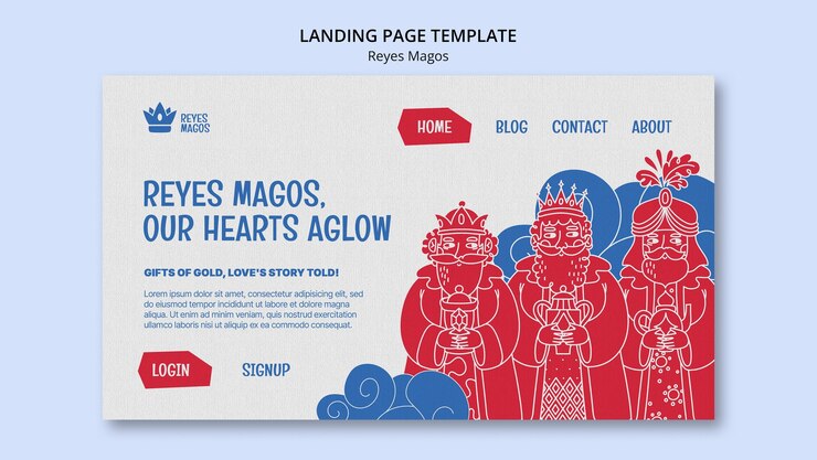 PSD Gratis reyes magos tradition landing page