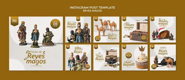 Gratis PSD reyes magos viering instagram posts