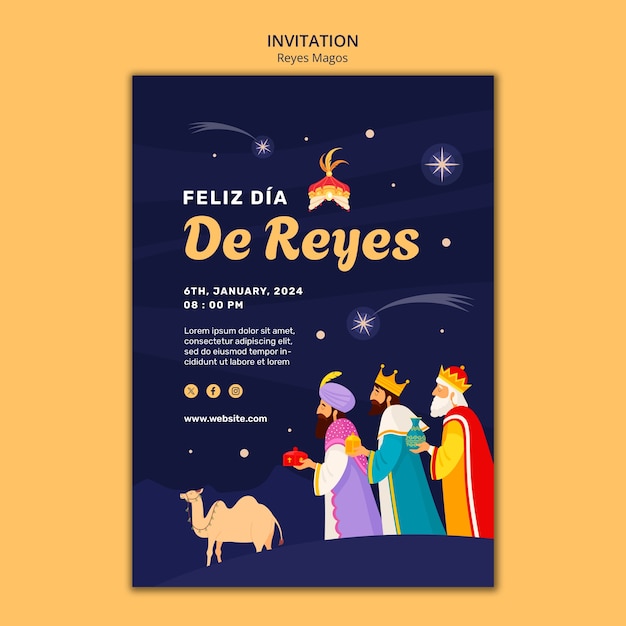 Reyes magos viering uitnodiging sjabloon