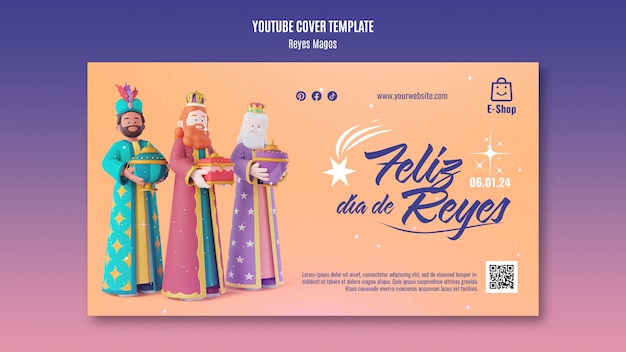 Gratis PSD reyes magos viering youtube cover sjabloon