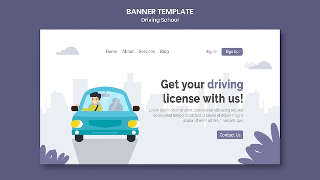 Gratis PSD rijschool horizontale banner