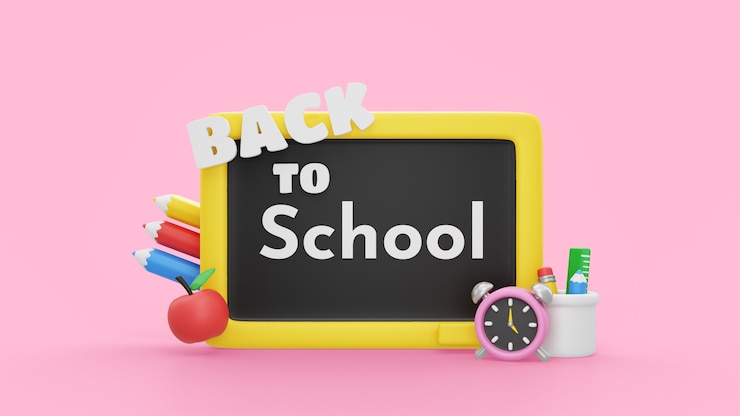 PSD gratuito ritorno a scuola mock-up con materiale scolastico di rendering 3d